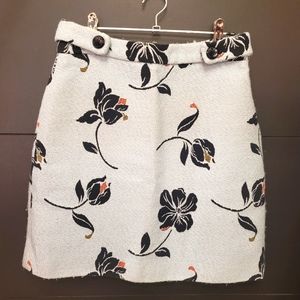 Zara baby blue with black flowers mini skirt